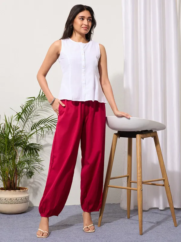 Fuchsia_Cotton_Linen_Piping_Hem_Palazzo_with_Pocket