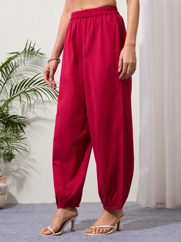 Fuchsia_Cotton_Linen_Piping_Hem_Palazzo_with_Pocket