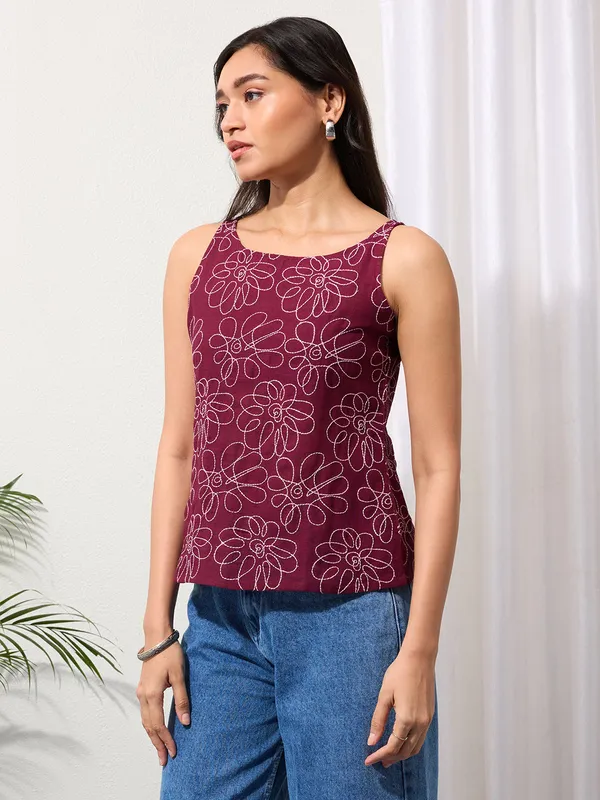 Dark_Wine_Daisy_Doodle_Embroidered_Top