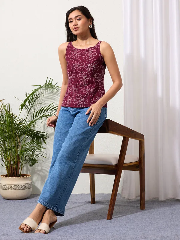 Dark_Wine_Daisy_Doodle_Embroidered_Top
