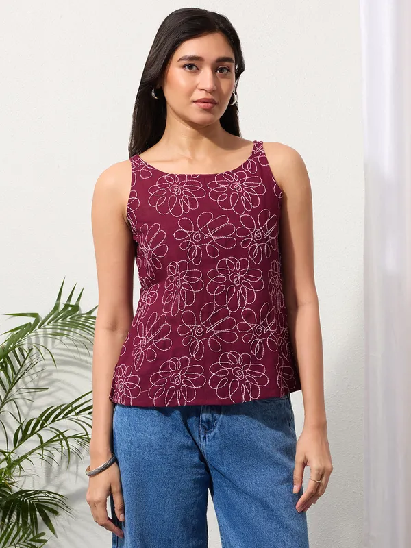 Dark_Wine_Daisy_Doodle_Embroidered_Top