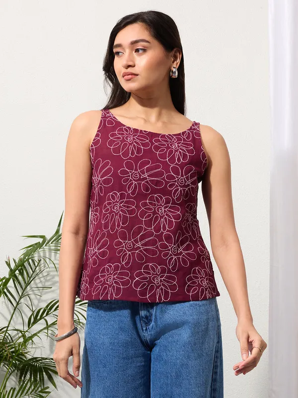 Dark_Wine_Daisy_Doodle_Embroidered_Top