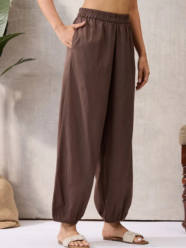 Mocha_Brown_Solid_Harem_Balloon_Pants