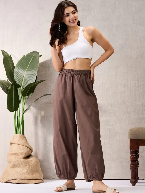 Mocha_Brown_Solid_Harem_Balloon_Pants