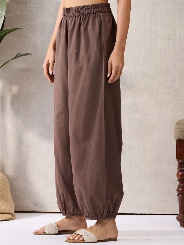 Mocha_Brown_Solid_Harem_Balloon_Pants