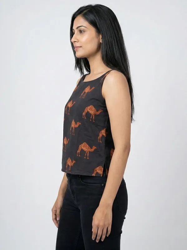 Black_Sanganeri_Camel_Print_Cotton_Tank_Top