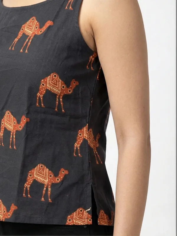 Black_Sanganeri_Camel_Print_Cotton_Tank_Top