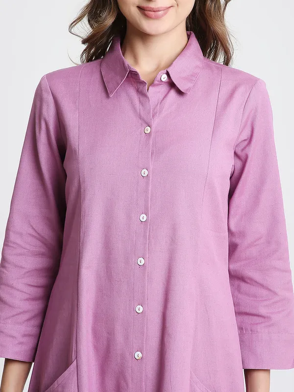 Mauve_Solid_Midi_Shirt_Dress_with_Pockets