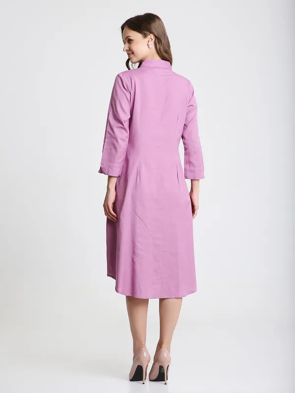 Mauve_Solid_Midi_Shirt_Dress_with_Pockets