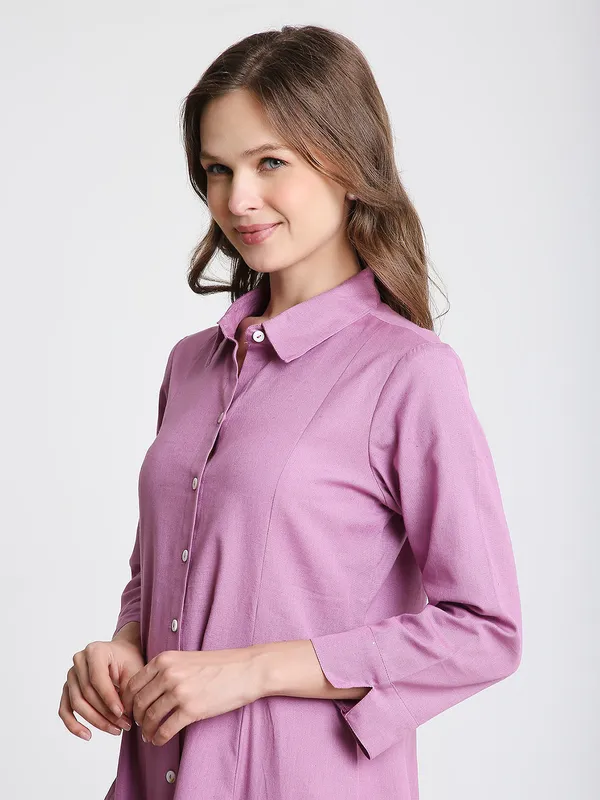 Mauve_Solid_Midi_Shirt_Dress_with_Pockets