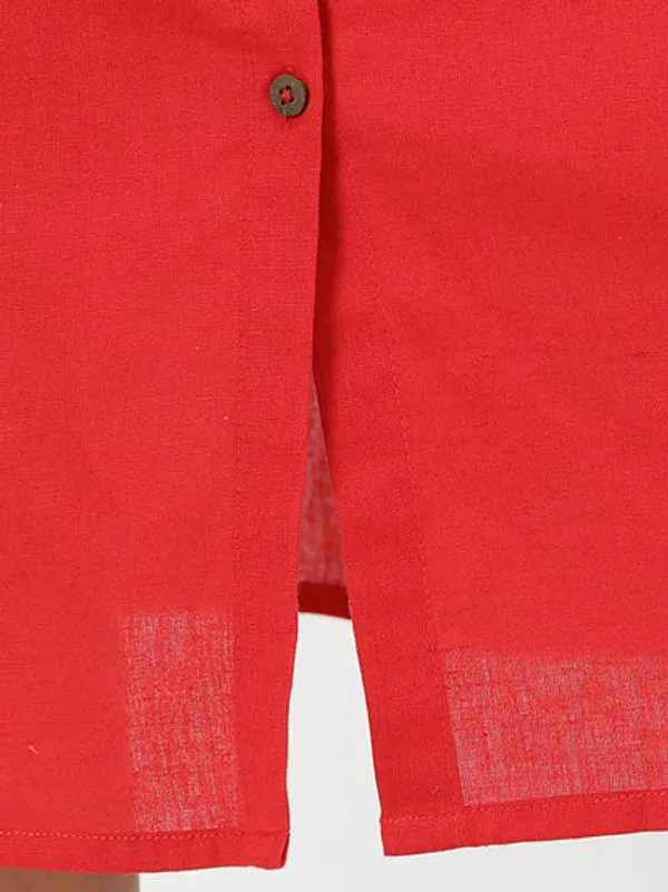Red_Solid_Midi_Shirt_Dress_with_pockets