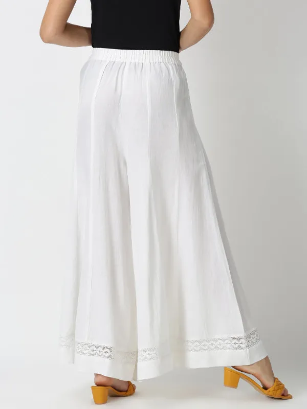 White_Solid_Flared_Palazzo_with_Lace_Inserts_on_Hem