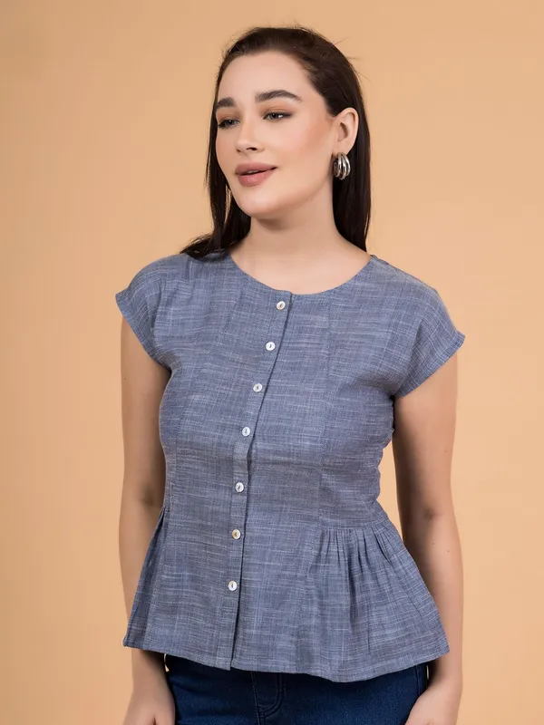 Shadow_Blue_Chambray_Button-Down_Peplum_Top