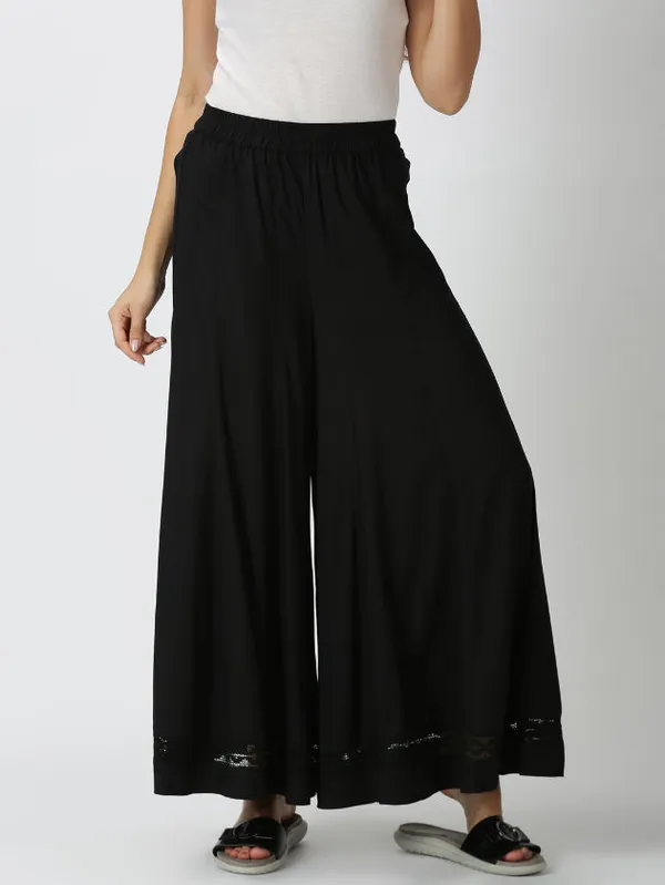 Black_Rayon_Flared_Palazzo_with_Lace_Inserts_on_Hem