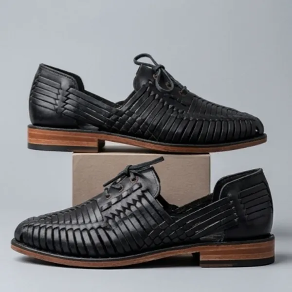 Black_Woven_Lace-Up_Shoes_for_Men