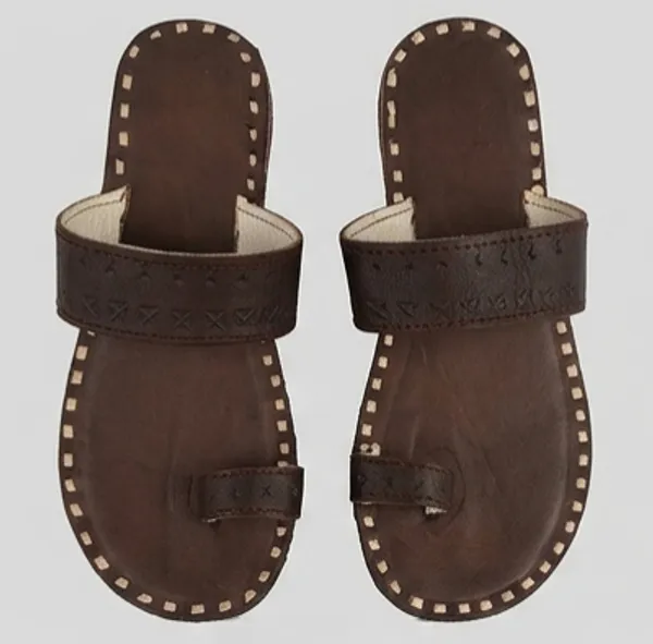 Brown_Textured_Flat_Sandals_for_Men