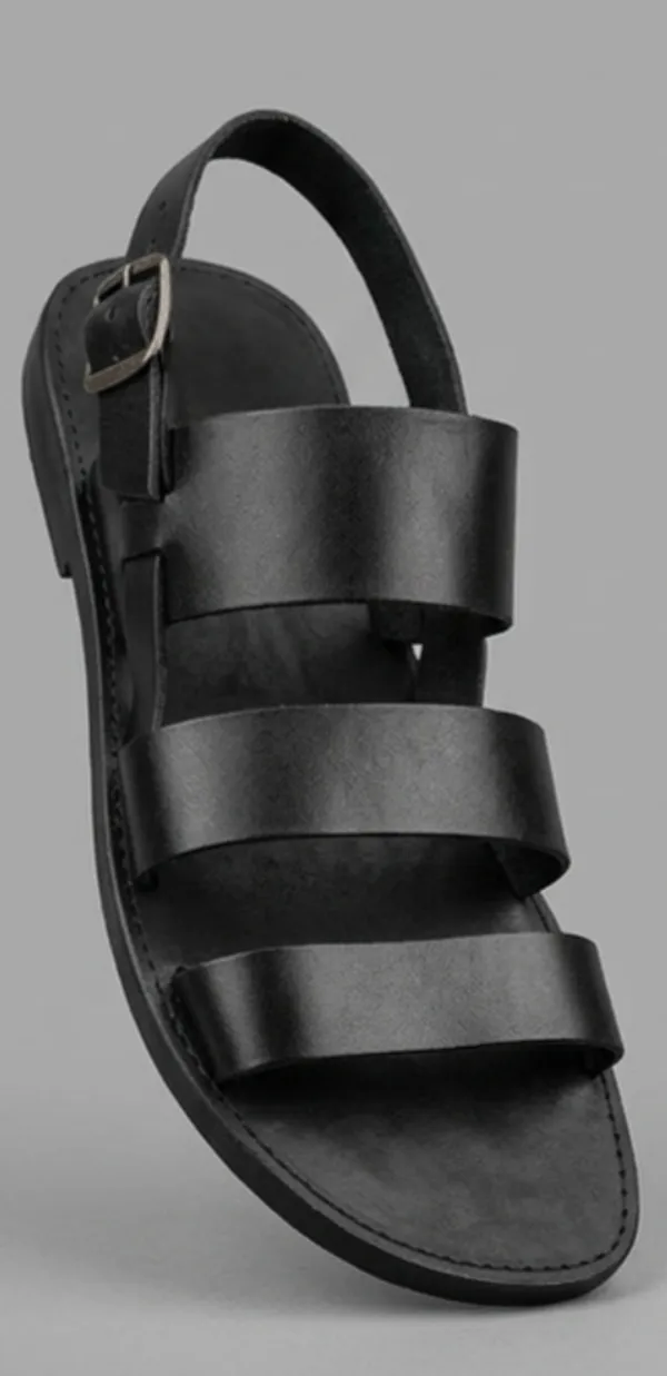 Black_Strappy_Buckle_Sandals_for_Men