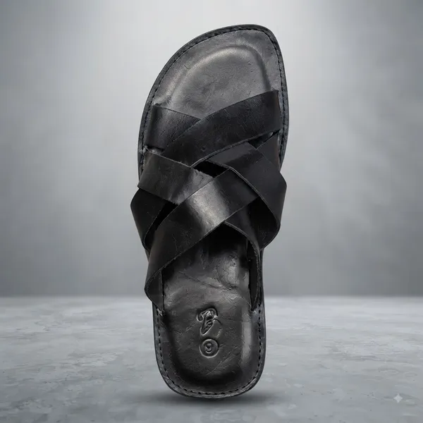 Black_Cross_Strap_Flat_Sandals_For_Woman