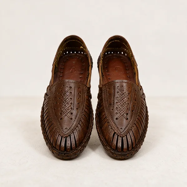 Brown_Textured_Traditional_Mojari_Shoes__For_Unisex