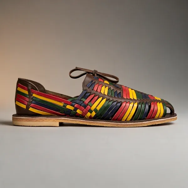 Multicolor_Woven_Lace-Up_Casual_Shoes__For_Men