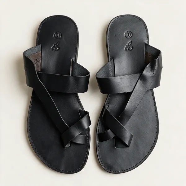 Black_Strappy_Flat_Sandals__For_Unisex