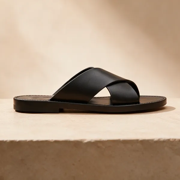 Black_Leather_Cross_Strap_Sandals__For_Unisex