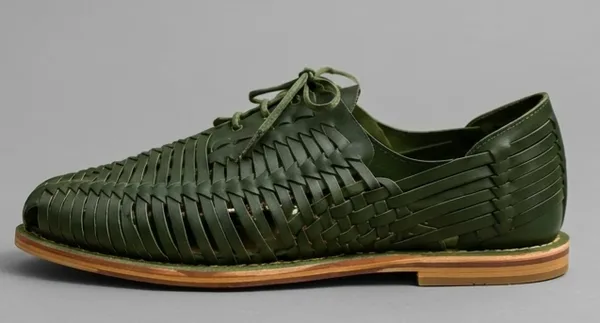 Green_Woven_Lace-Up_Casual_Shoes_for_Men