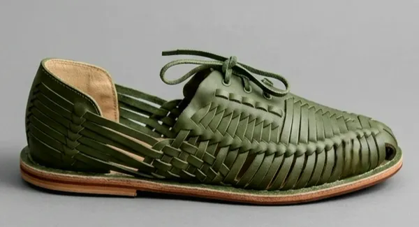 Green_Woven_Lace-Up_Casual_Shoes_for_Men