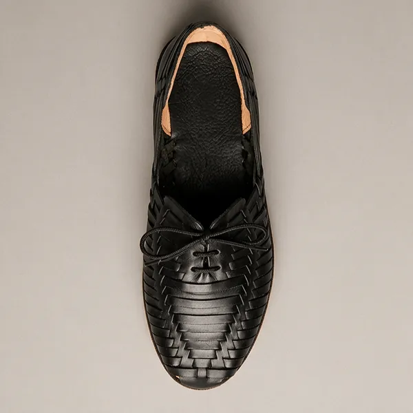 Black_Woven_Lace-Up_Casual_Shoes__For_Unisex