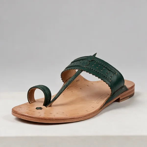 Green_Textured_Ethnic_Sandals__For_Women