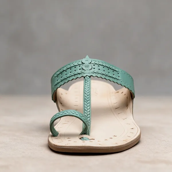 Green_Embellished_Flat_Sandals__For_Women