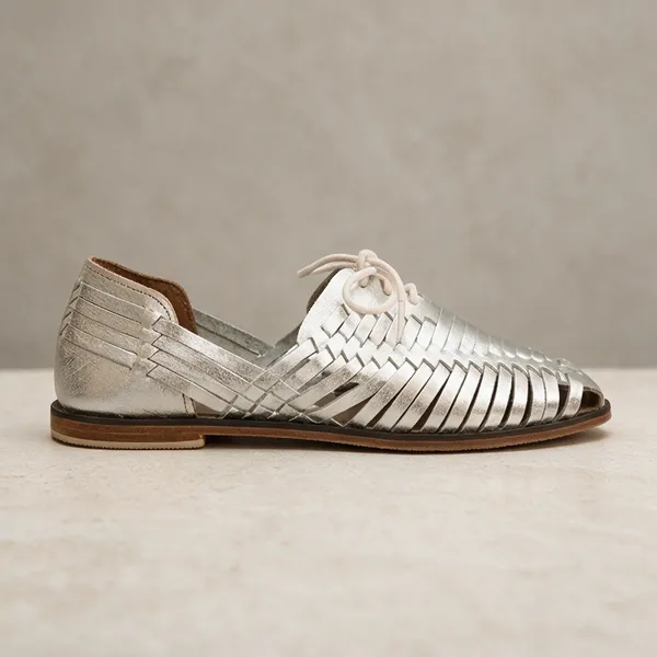 Silver_Woven_Lace_Up_Flat_Sandals__For_Unisex