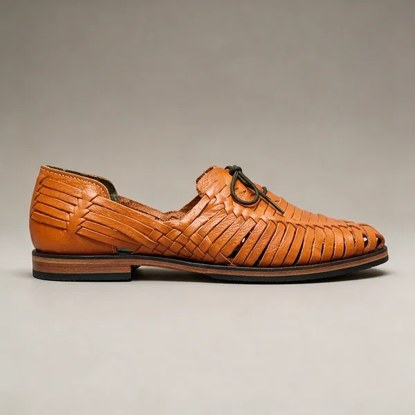 Tan_Leather_Woven_Lace-Up_Shoes__For_Women