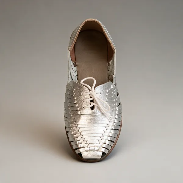 Silver_Woven_Lace-Up_Casual_Shoes__For_Unisex