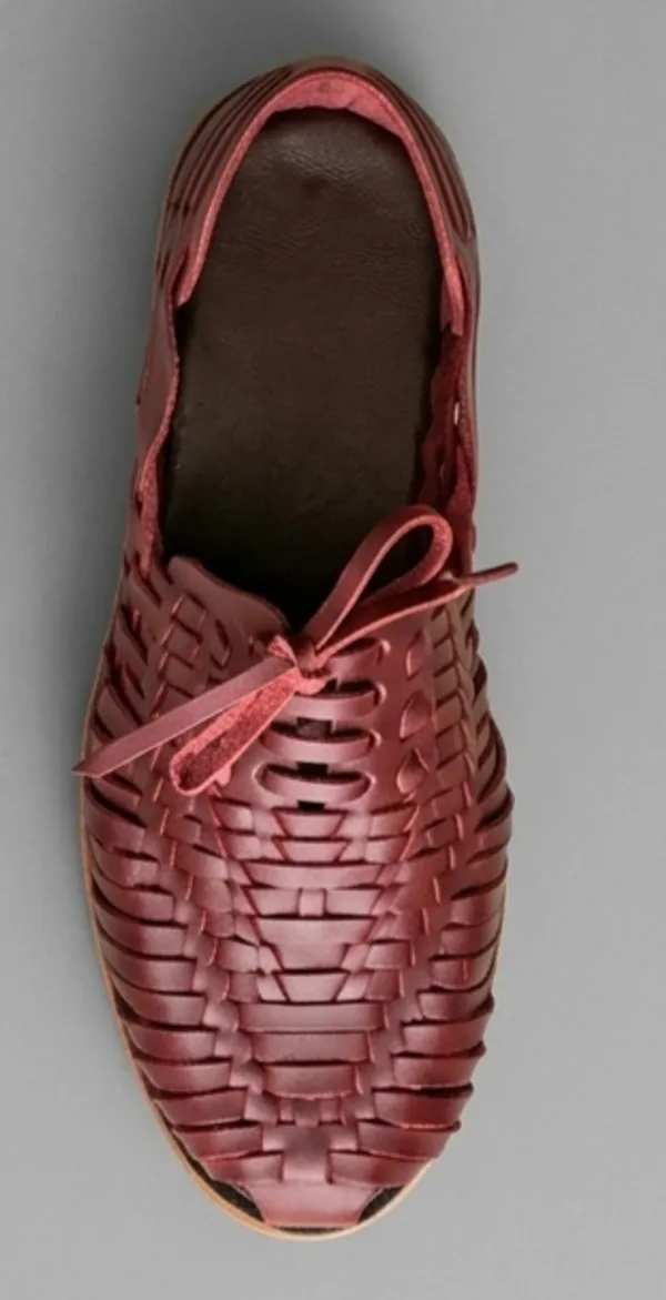 Burgundy_Woven_Lace-Up_Casual_Shoes_for_Men