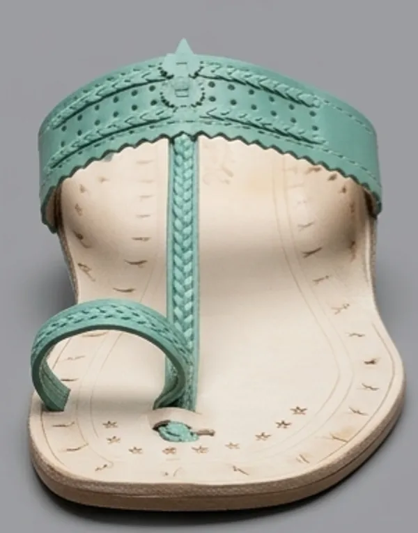 Green_Embellished_Flat_Sandals_for_Woman