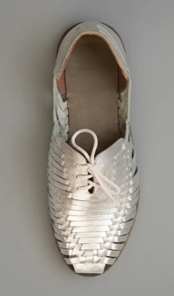 Silver_Woven_Lace-Up_Casual_Shoes_for_Woman