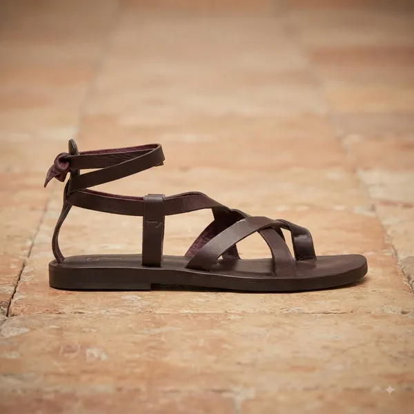 Brown_Strappy_Flat_Sandals_For_Woman