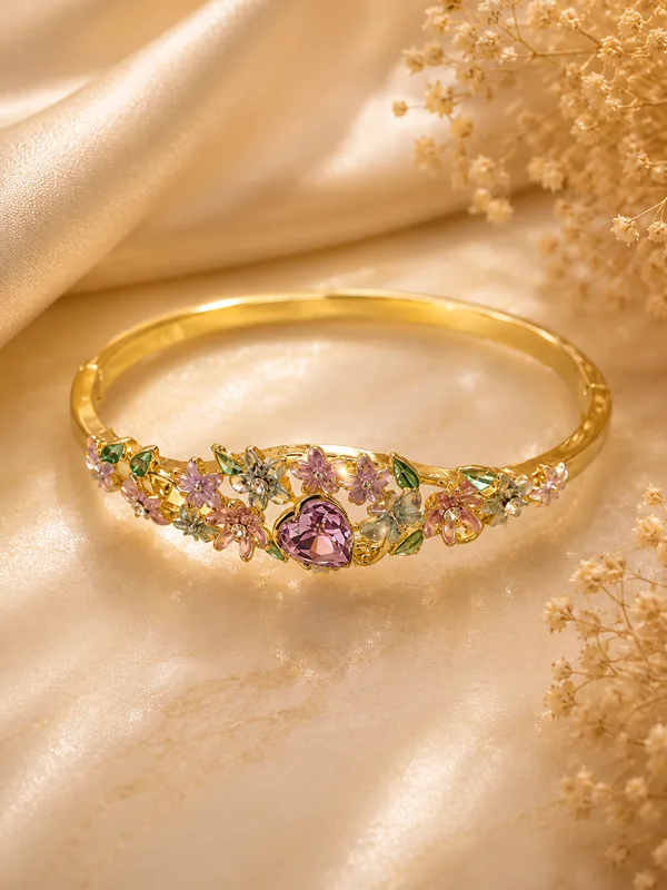Gold_Anti_Tarnish_Floral_Stone_Bangle_For_Women