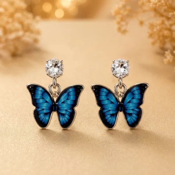 Blue_Alloy_Rhinestone_Butterfly_Drop_Earrings_For_Women_Pack_Of_3
