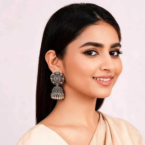 Silver_Oxidized_Alloy_Floral_Stone_Jhumka_Earrings_For_Women_Pack_Of_2