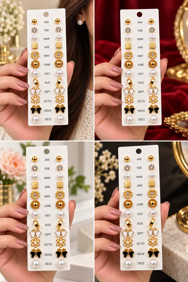 12-Month_Golden_Stud_Earrings_Collection_
