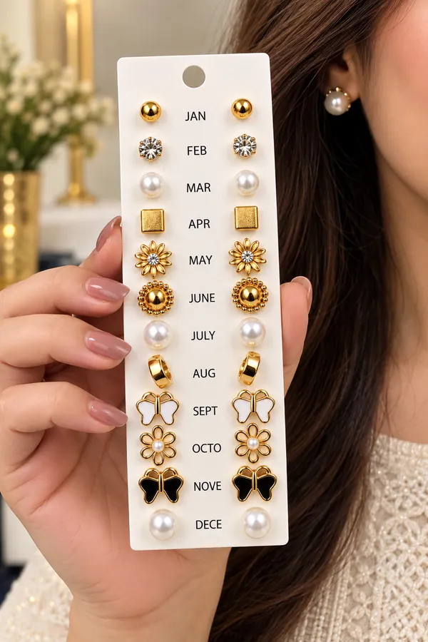 12-Month_Golden_Stud_Earrings_Collection_