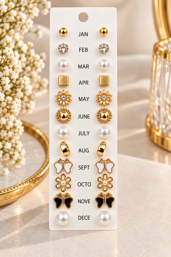 12-Month_Golden_Stud_Earrings_Collection_