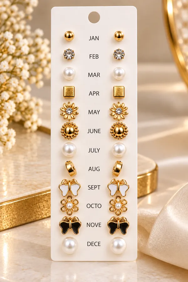 12-Month_Golden_Stud_Earrings_Collection_