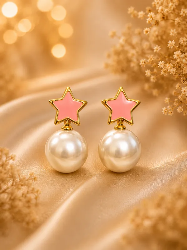 Pink_Alloy_Star_Pearl_Drop_Earrings_For_Women_Pack_Of_3