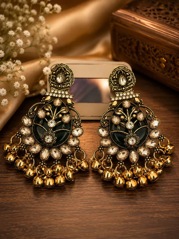 Black_Gold_Steel_Floral_Jhumka_Earrings_For_Women_Pack_Of_2