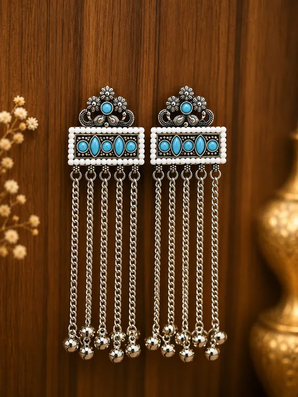 Silver_Tone_Oxidized_Turquoise_Stone_Statement_Drop_Earrings_For_Women