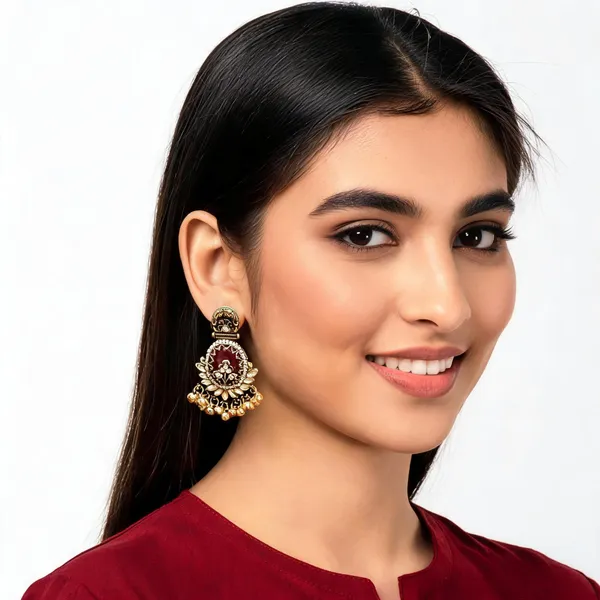 Gold_Steel_Floral_Maroon_Stone_Chandbali_Earrings_For_Women_Pack_Of_2
