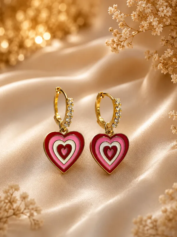 Gold_Alloy_Enamel_Heart_Drop_Earrings_For_Women_Pack_Of_4